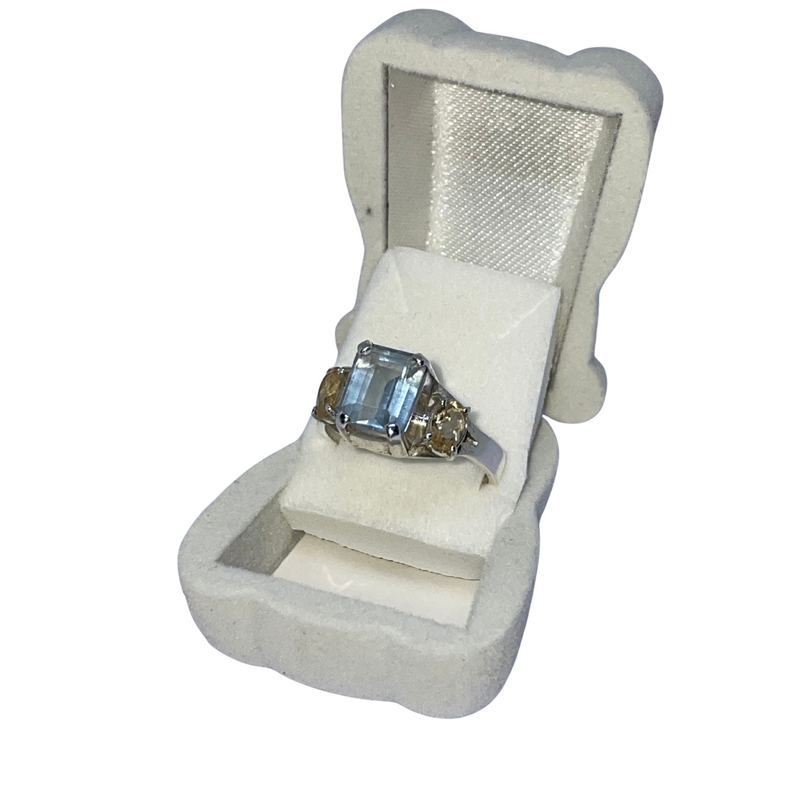 Anel com topázio azul e topázio imperial - Prata 925