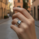 Anel com topázio azul e topázio imperial - Prata 925